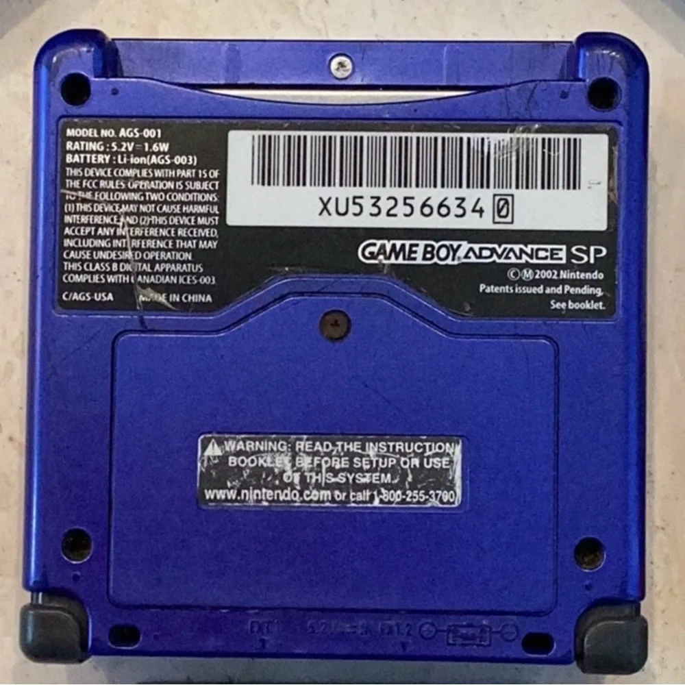 Gameboy Advance SP Console ASG-001 Nintendo GBA Game Boy Cobalt Blue Charger